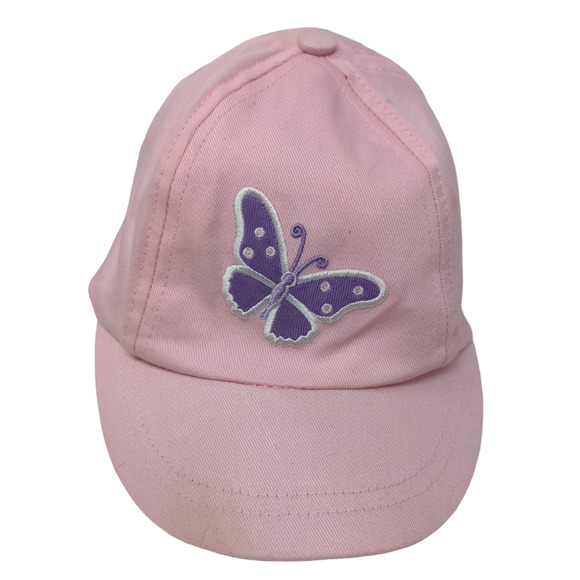 Unbranded Girl's Strapback Hat Pink Size Infant 6-18 months Baby Butterfly - Picture 1 of 7